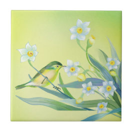 Bloemen & Vogels Tuin-geïnspireerde schilderijen Tegeltje