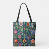 Bloemen volkskunst motief tote bag (Achterkant)
