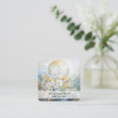 *~* Bloemen Volle Maan Bloemen Etherische QR AP70 Vierkante Visitekaartje (Staand voorkant)