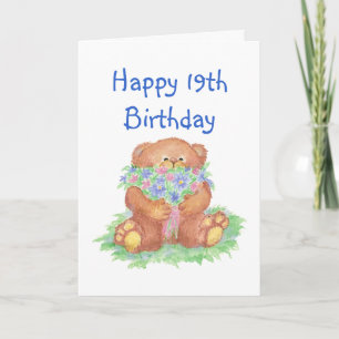 Bloemen voor 19e verjaardag, Teddy Bear Card Kaart