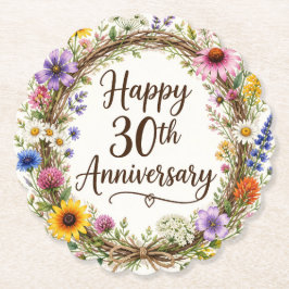 Bloemen voor 30-jarig jubileum kartonnen onderzetters