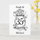 Bloemen voor 35e trouwdag zwart en wit kaart (Gele Bloem)