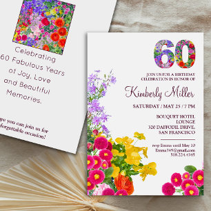 Bloemen voor 60e verjaardagsfeest moderne 60 jaar kaart