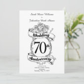 Bloemen voor 70e huwelijksjubileum Zwart en wit Kaart (Staand voorkant)