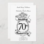 Bloemen voor 70e trouwdag zwart en wit kaart (Voorkant / Achterkant)