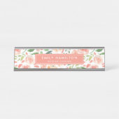 Bloemen voor blush en perzik | Gepersonaliseerd Bureau Naambordje (Voorkant)
