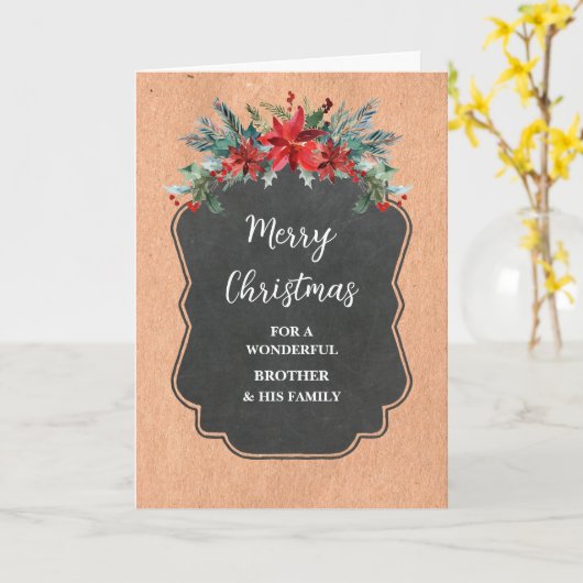 Bloemen voor Broer & Familie Prettig Kerstfeest Kaart (Gele Bloem)