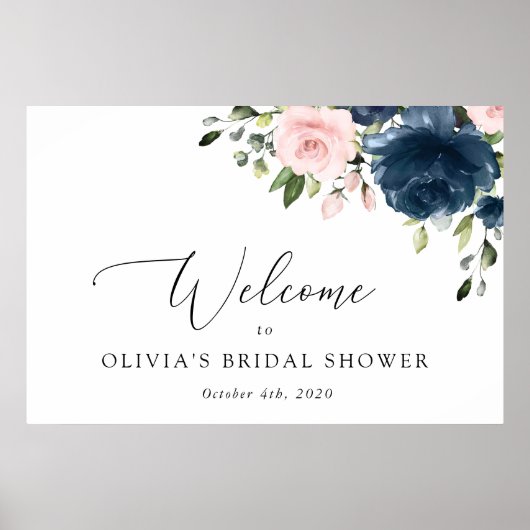 Bloemen voor bruiloften, roze bloemen, welkom bij  poster (Voorkant)