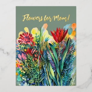 Bloemen voor de beste moeder. folie feestdagen briefkaart