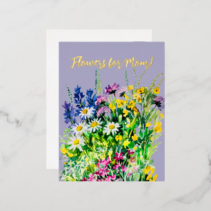 Bloemen voor de beste moeder. folie feestdagen briefkaart