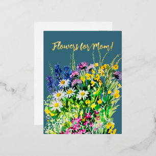 Bloemen voor de beste moeder. folie feestdagen briefkaart