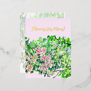 Bloemen voor de beste moeder! Folie vakantiekaart Feestdagen Briefkaart