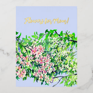 Bloemen voor de beste moeder! folie vakantiekaart feestdagen briefkaart