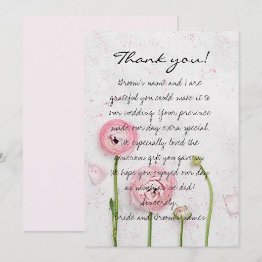 Bloemen voor de bruidsende bruiloft Hartelijk dank Kaart (Voorkant / Achterkant)