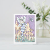 Bloemen voor Fae fee + Bird Fantasy Art Print Briefkaart (Staand voorkant)