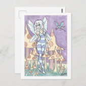 Bloemen voor Fae fee + Bird Fantasy Art Print Briefkaart (Voorkant / Achterkant)
