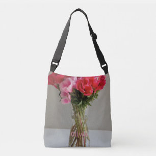  Bloemen voor Februari Photograph+Custom Name Crossbody Tas