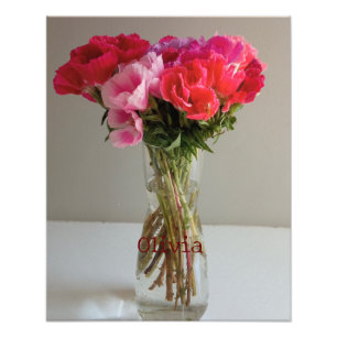  Bloemen voor Februari Photograph+Custom Name Foto Afdruk