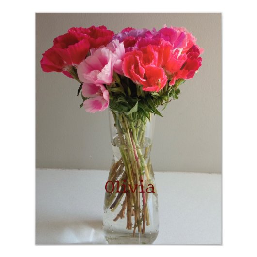  Bloemen voor Februari Photograph+Custom Name Foto Afdruk (Voorkant)