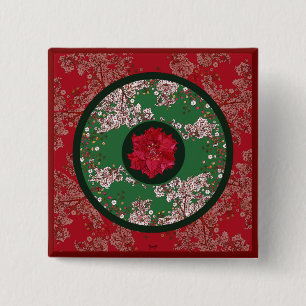 Bloemen voor Kerstmis Vierkante Button 5,1 Cm