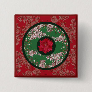 Bloemen voor Kerstmis Vierkante Button 5,1 Cm