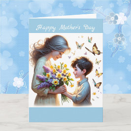 Bloemen voor Moederdag Gepersonaliseerd Aquarel Kaart