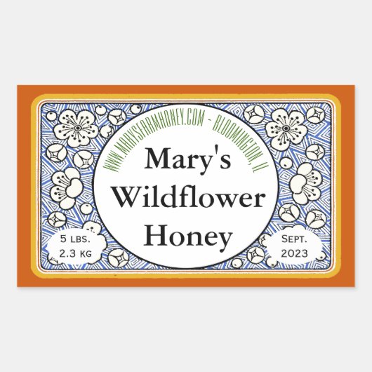 Bloemen voor sierdoeleinden en buds Honey Jar Rechthoekige Sticker (Voorkant)