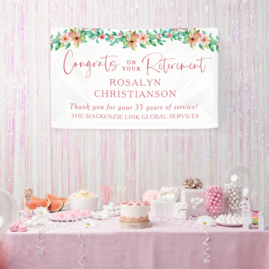 Bloemen voor uw pensioen Tropisch Schrift Congrats Spandoek (Feest)