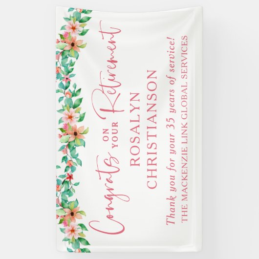 Bloemen voor uw pensioen Tropisch Schrift Congrats Spandoek (Verticaal)