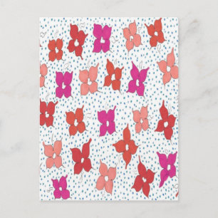 Bloemen voor viering en polka stippen uitnodiging briefkaart