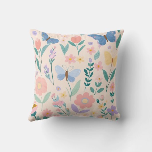 Bloemen Voorjaarsbloei Schattigee Girly Pink Butte Kussen (Achterkant)