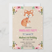 Bloemen vos bos uitnodiging (Voorkant)