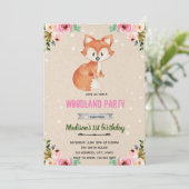 Bloemen vos bos uitnodiging (Staand voorkant)
