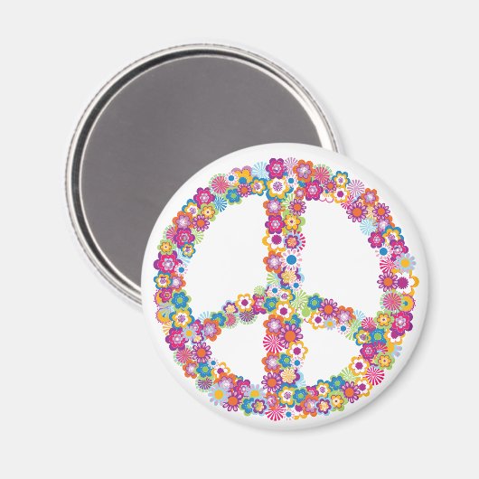 Bloemen Vredes teken Magneet (Voorkant / Achterkant)