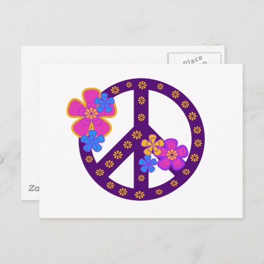 Bloemen Vredessymbool Briefkaart (Voorkant / Achterkant)