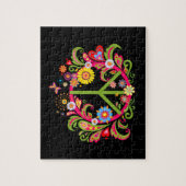 Bloemen Vredesteken op zwart Legpuzzel (Verticaal)