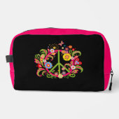 Bloemen Vredesteken op zwart Toilettasje (Voorkant)