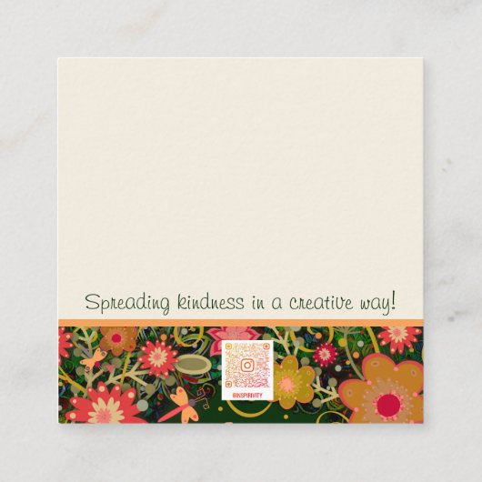 Bloemen Vreugde in Reis Inspirivity Vriendheidskaa Vierkante Visitekaartje (Achterkant)
