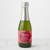 Bloemen Vrijgezellenfeest Cheers Mini Sparkling Wijnetiket (Voorkant)
