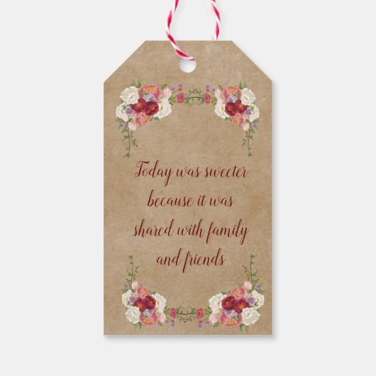 Bloemen Vrijgezellenfeest dank u aangepaste gunst Cadeaulabel (Achterkant)