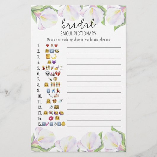 Bloemen - vrijgezellenfeest emoji pictionary game (Voorkant)