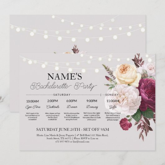  Bloemen Vrijgezellenfeest Flower Route Kaart (Voorkant / Achterkant)