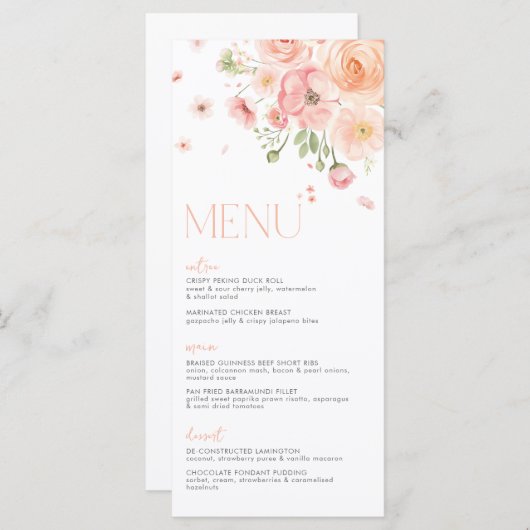 Bloemen Vrijgezellenfeest Liefde in Bloom Bright F Menu (Voorkant / Achterkant)