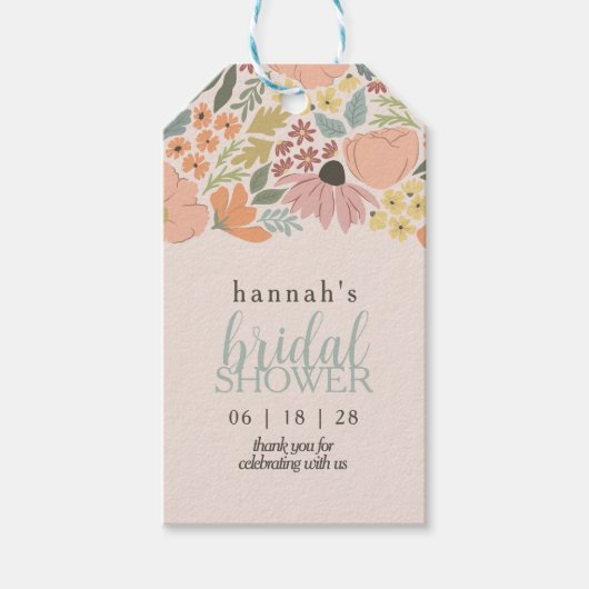 Bloemen Vrijgezellenfeest of bruiloft Cadeaulabel (Voorkant)