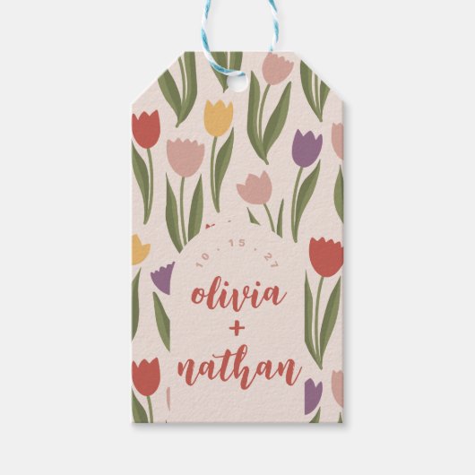 Bloemen Vrijgezellenfeest of bruiloft gepersonalis Cadeaulabel (Voorkant)