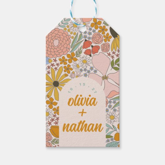 Bloemen Vrijgezellenfeest of bruiloft gepersonalis Cadeaulabel (Voorkant)