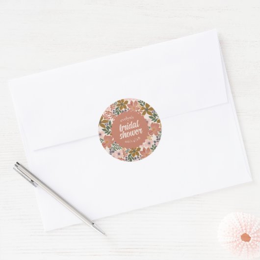 Bloemen Vrijgezellenfeest of bruiloft gepersonalis Ronde Sticker (Envelop)