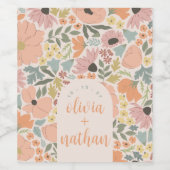 Bloemen Vrijgezellenfeest of bruiloft gepersonalis Wijn Etiket (Enkel label)