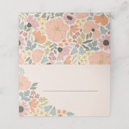 Bloemen Vrijgezellenfeest of bruiloft Plaatskaartje (Buitenkant ongevouwen)