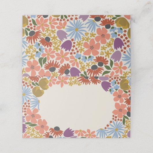 Bloemen Vrijgezellenfeest of bruiloft Plaatskaartje (Buitenkant ongevouwen)